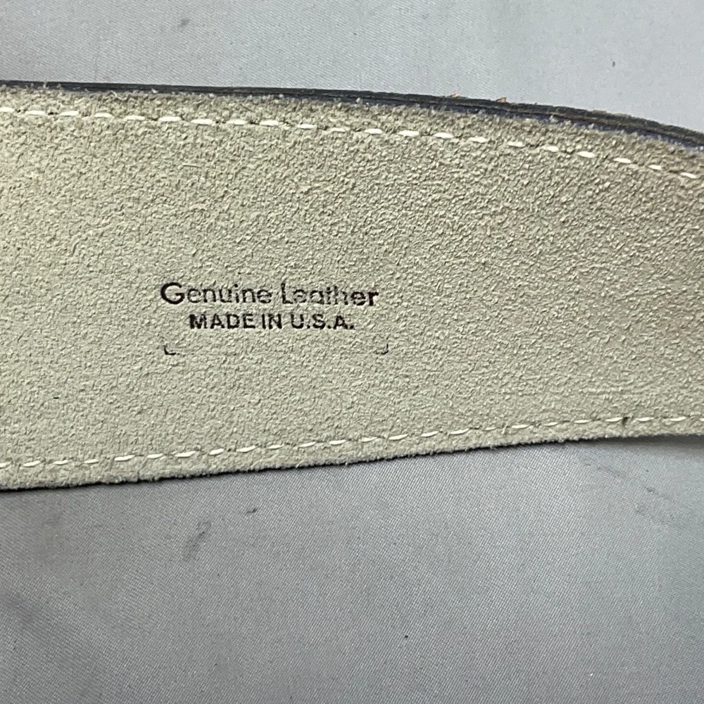 Calderon Belt Women Medium Brown Excellent Lizard Embossed Leather‎ Gold Buckle